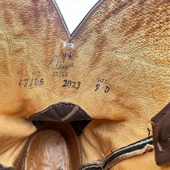 Tony Lama Men Size 9D Brown Colorblock Leather Roper Western Cowboy Boot - Picture 10 of 11